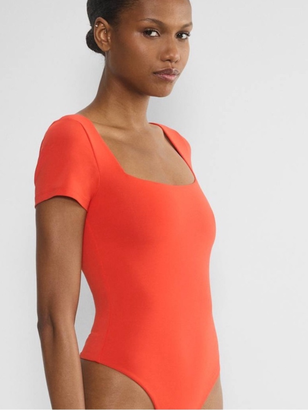 Aritzia Orange Contour Squareneck Shortsleeve Bodysuit XS